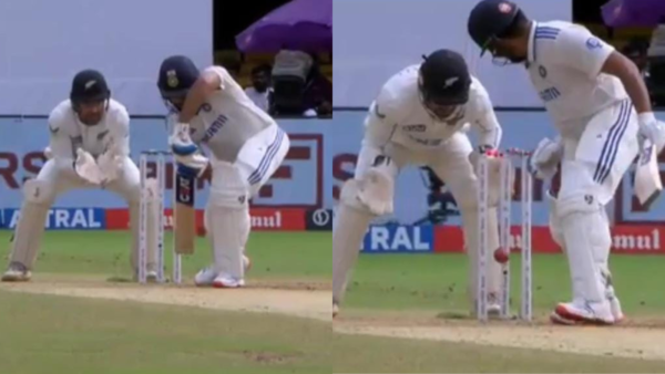 Rohit Sharma gets out while defending; ball clips the stumps after hitting the bat [WATCH]