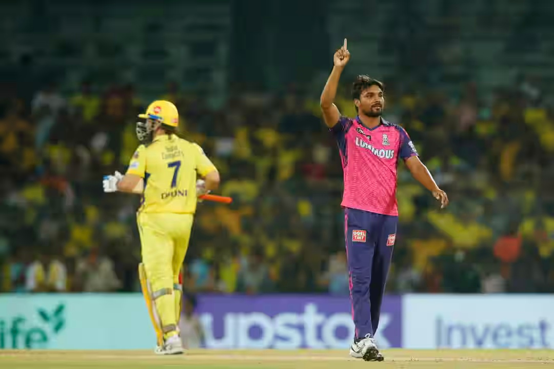 sandeep sharma ms dhoni jofra archer rr vs csk ipl 2025