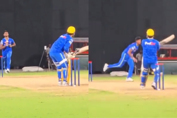 [WATCH] Vintage MS Dhoni Smashes Matheesha Pathirana for a Boundary During CSK Practice Session Before IPL 2025