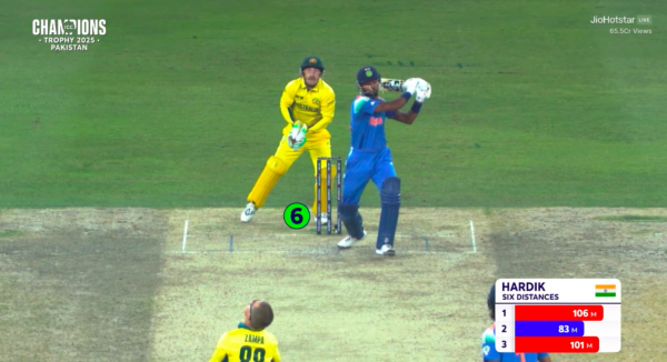 Hardik Pandya Soaks Up Pressure of Four Dot Balls in Style; Smokes a Humongous 106m Six off Tanveer Sangha