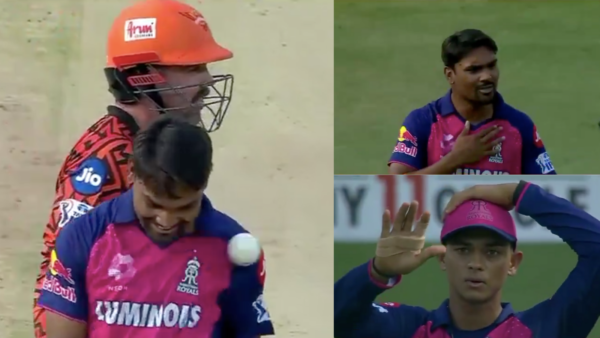 [WATCH] Sandeep Sharma Left Fuming After Yashasvi Jaiswal’s Wild Throw Hit Him in the Chest During SRH vs RR IPL 2025 Match
