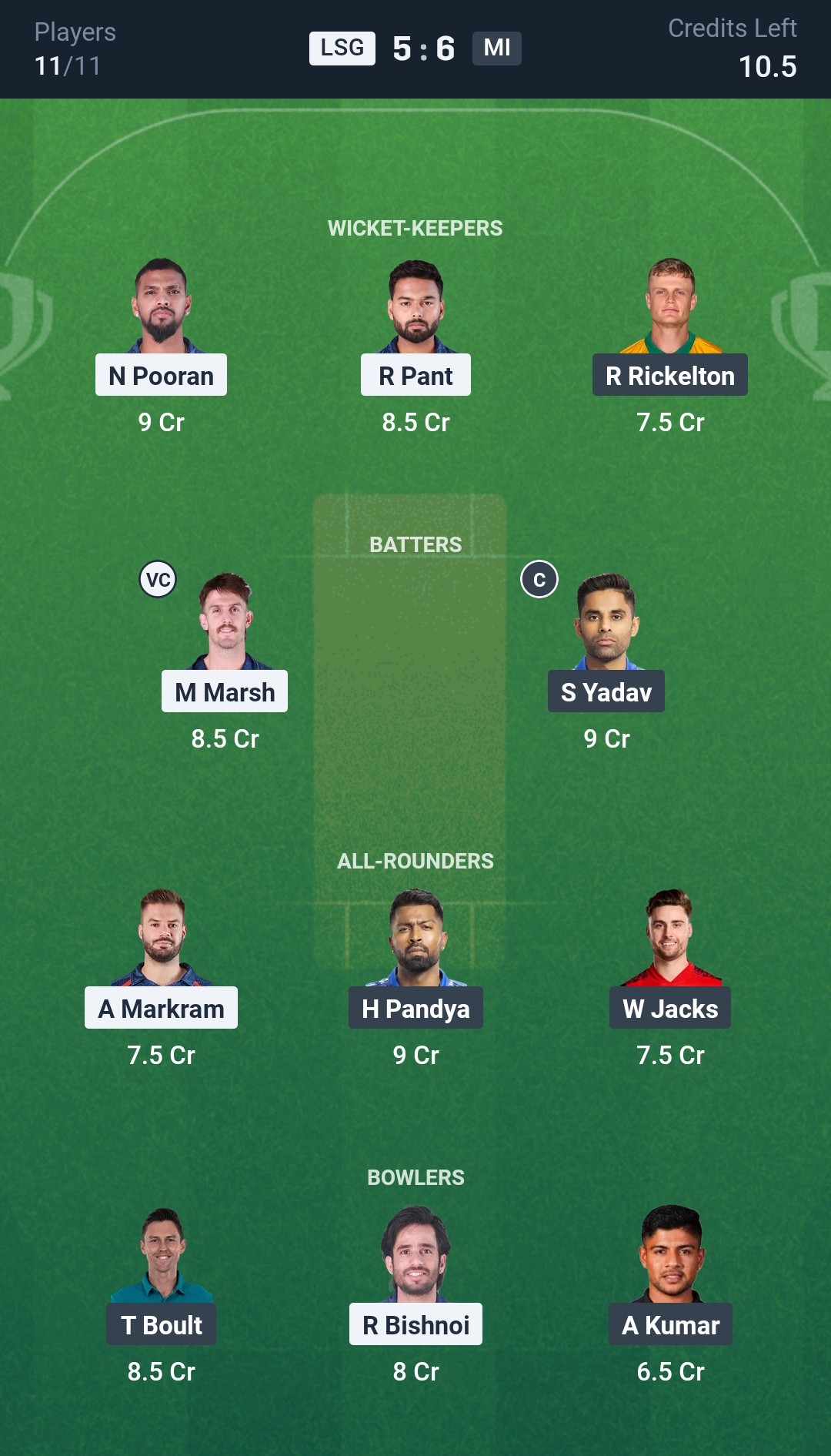 LSG vs MI Dream11 Prediction Today Match 16 Playing XI IPL 2025 Grand League Team