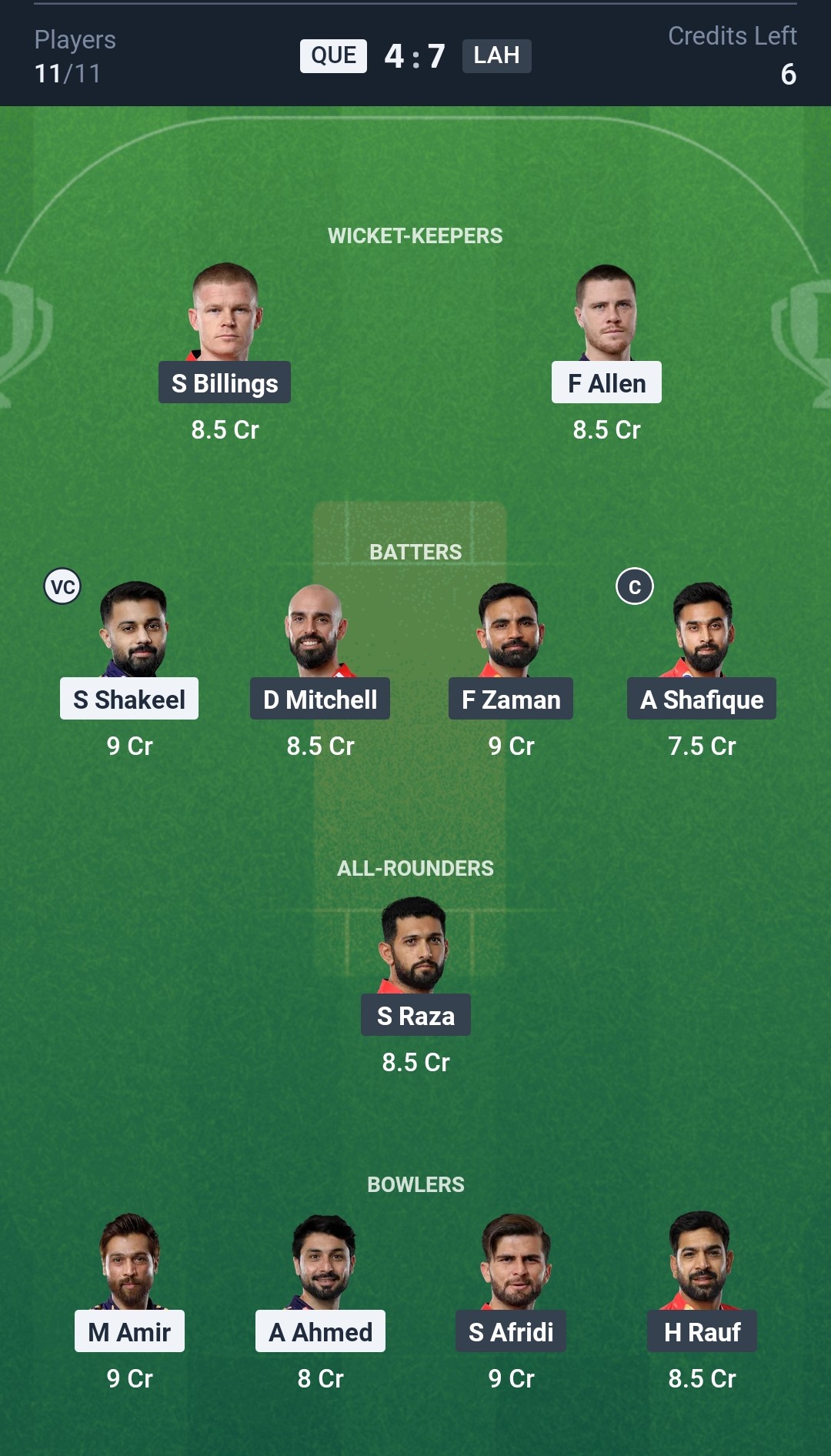 QUE vs LAH Dream11 Prediction Today Match 4 Playing XI PSL 2025 Small League Team