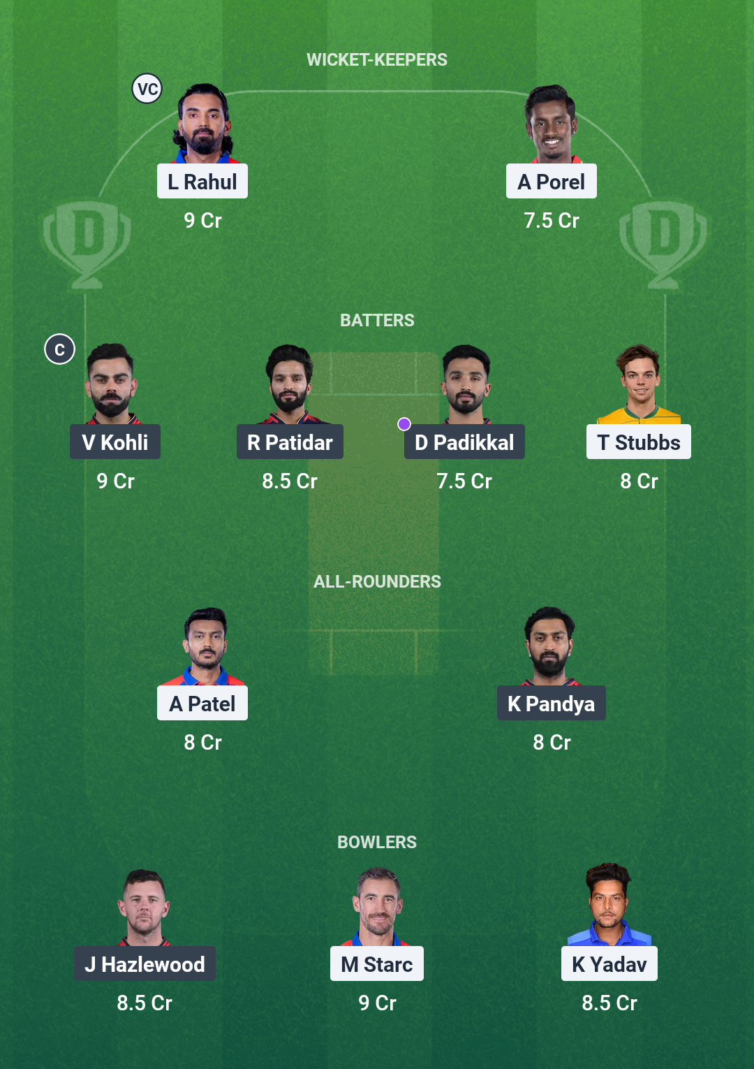 DC vs RCB Dream11 Prediction Today Match 46 Playing XI IPL 2025 Small League Team