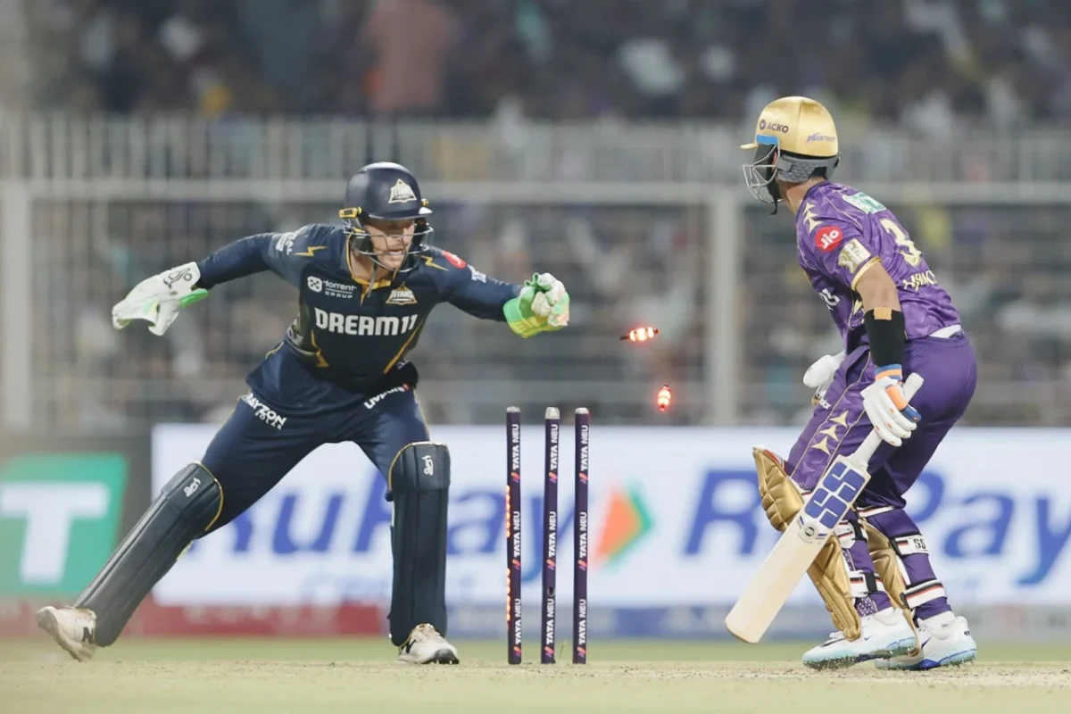 ajinkya rahane stumping jos buttler kkr vs gt ipl 2025