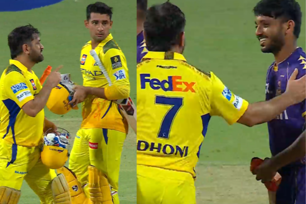 [WATCH] MS Dhoni’s Heartwarming Gesture for Chetan Sakariya Steals the Show As CSK Beat KKR in IPL 2025 Thriller
