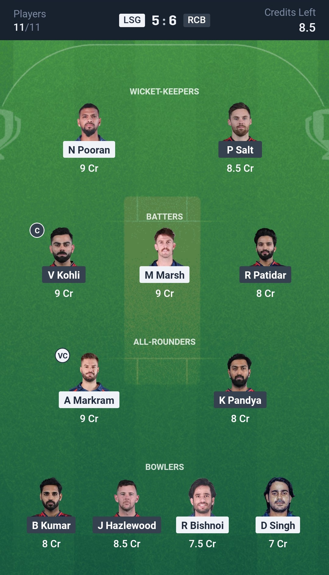 LSG vs RCB Dream11 Prediction Today Match 59 Playing XI IPL 2025 Grand League Team