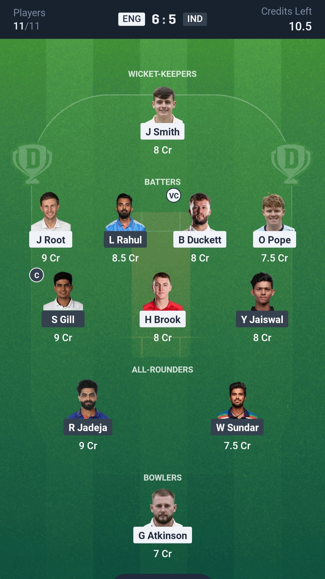 ENG vs IND Dream11 Prediction Today 5th Test Playing XI Grand League Team