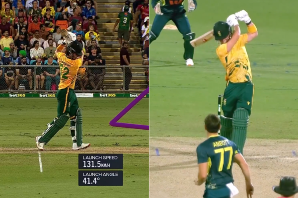 Dewald Brevis Recreates His Iconic ‘No-Look’ Six During AUS vs SA 2nd T20I [WATCH]