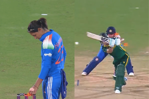 Harmanpreet Kaur Does the ‘Bail-swap’, India Remove Marizanne Kapp In Very Next Over In Women’s World Cup 2025 [WATCH]