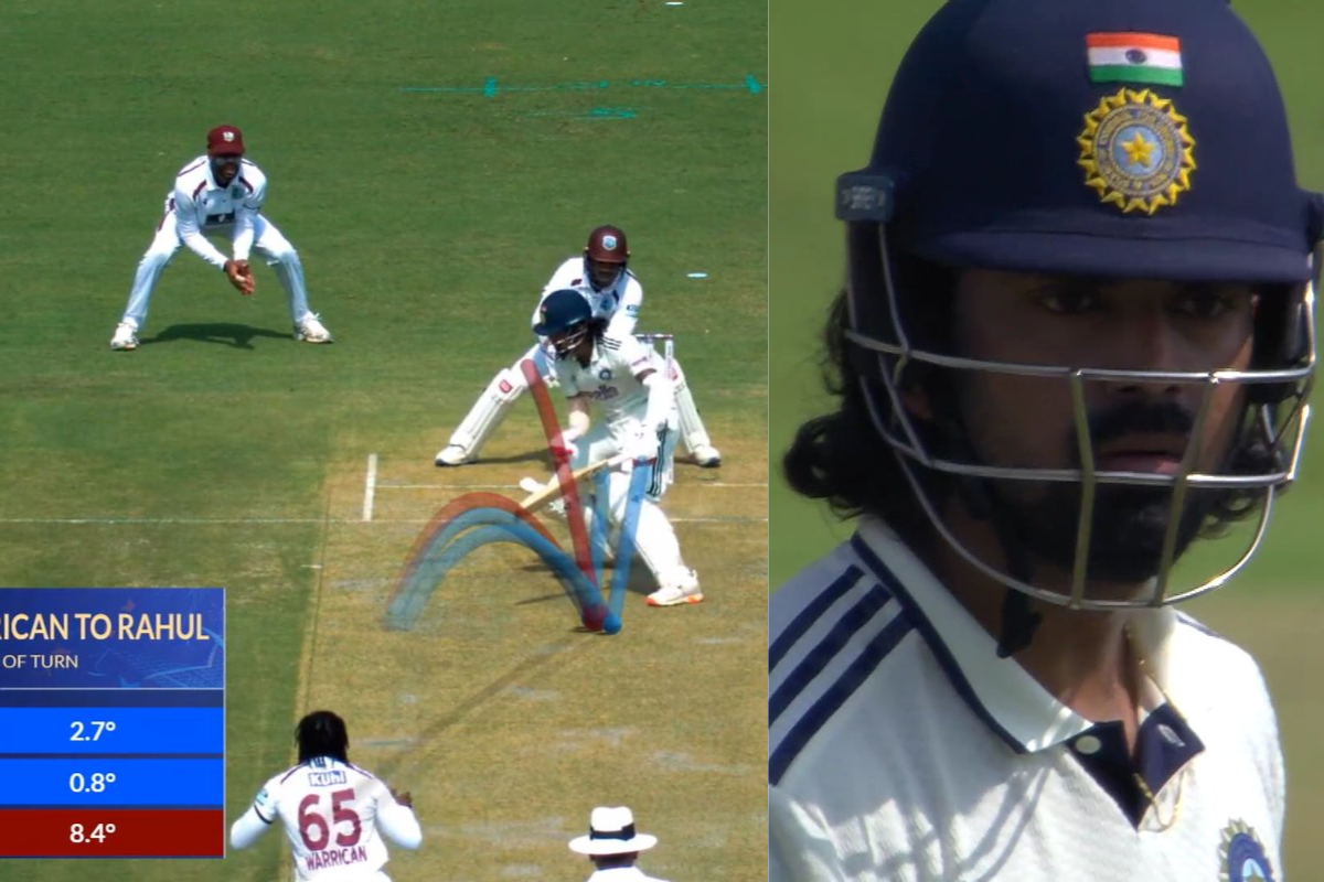 KL Rahul Dismissed by Jomel Warrican With an Unplayable 8.4° Turning Delivery, Left Stunned in Disbelief in IND vs WI 2nd Test [WATCH]