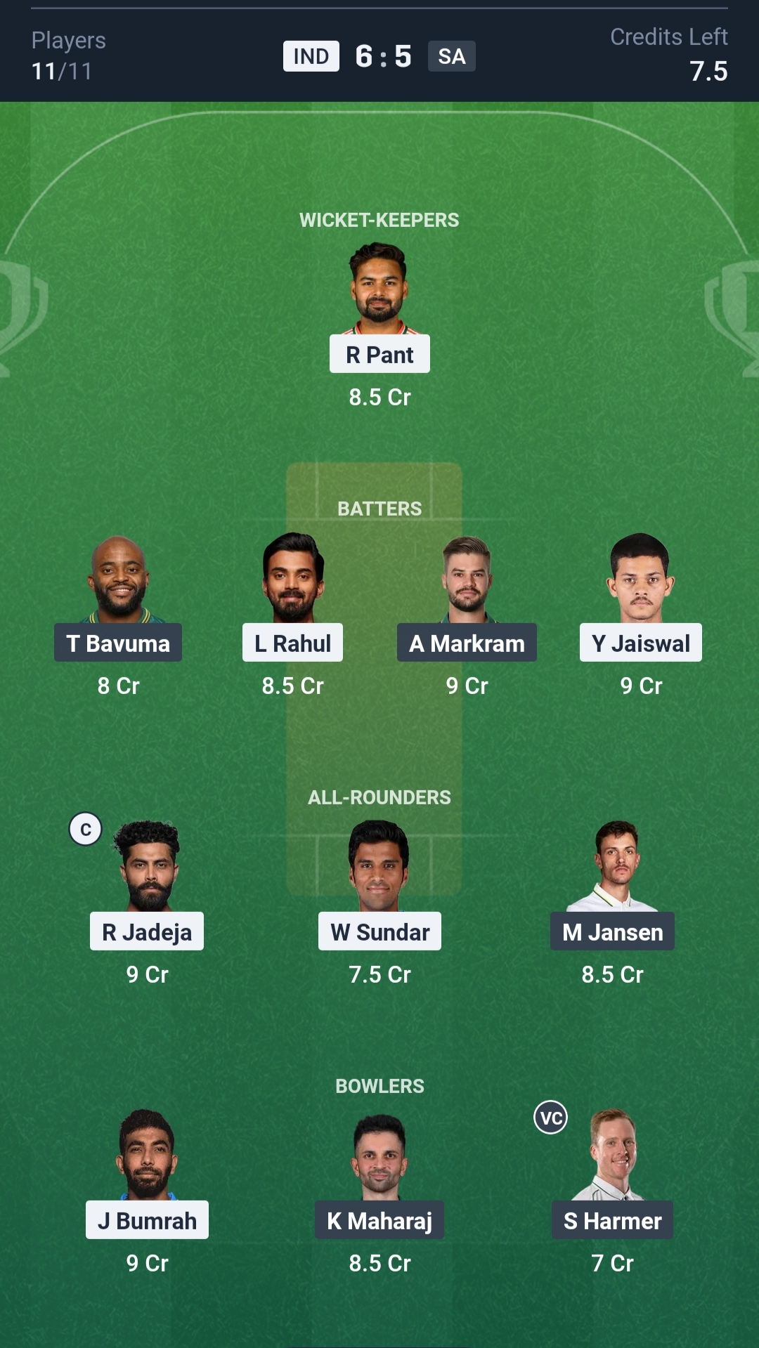IND vs SA Dream11 Prediction Today 2nd Test Playing XI