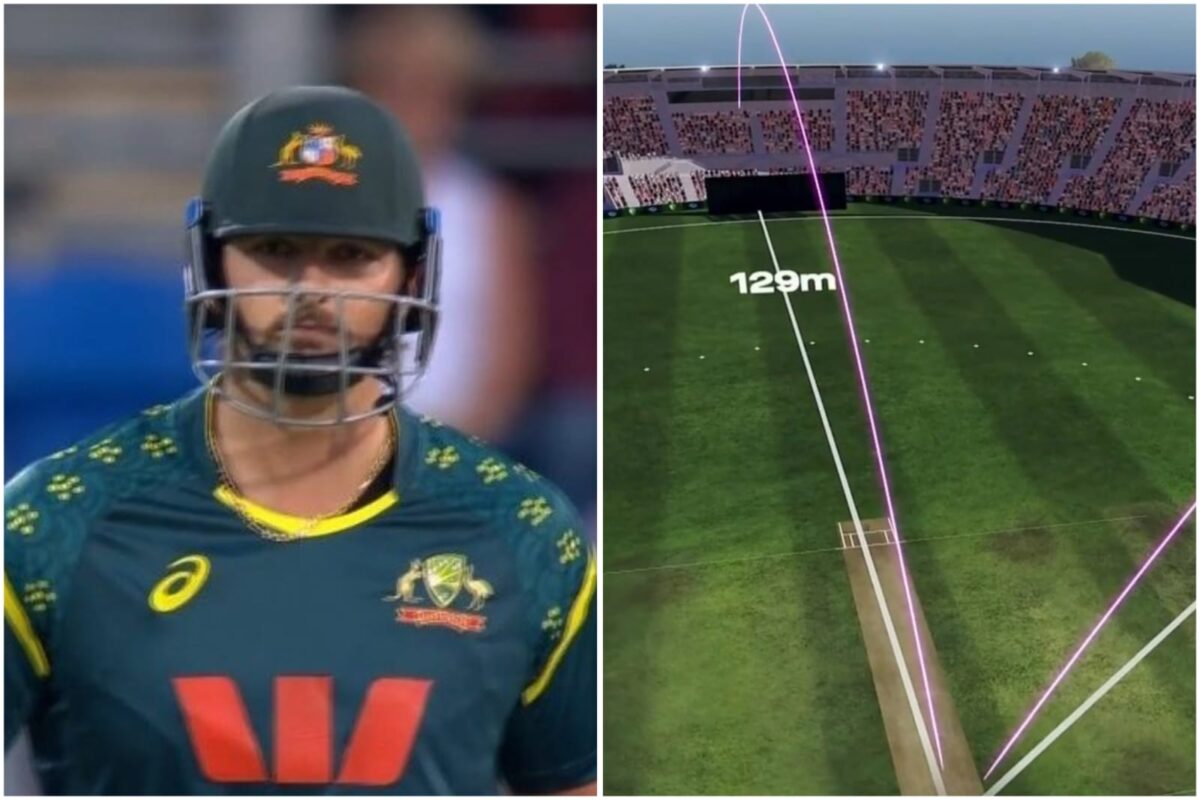 who hit the longest six in cricket history Tim David longest six 129m bus vs ind 3rd t20i